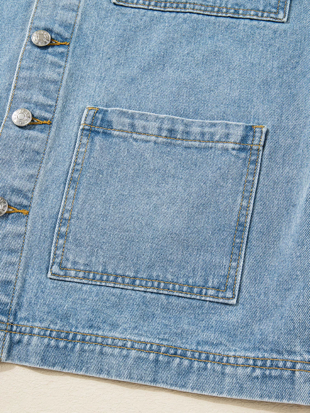 Patch Pocket Side Tie Denim Jacket in Medium Wash view 10