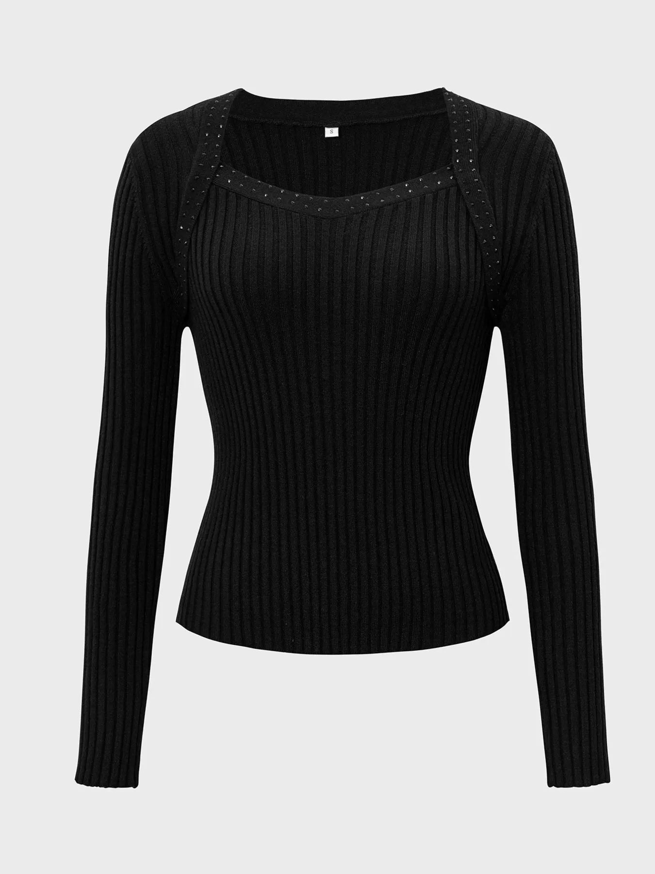 Long Sleeve Ribbed Knit Top - Fashorio