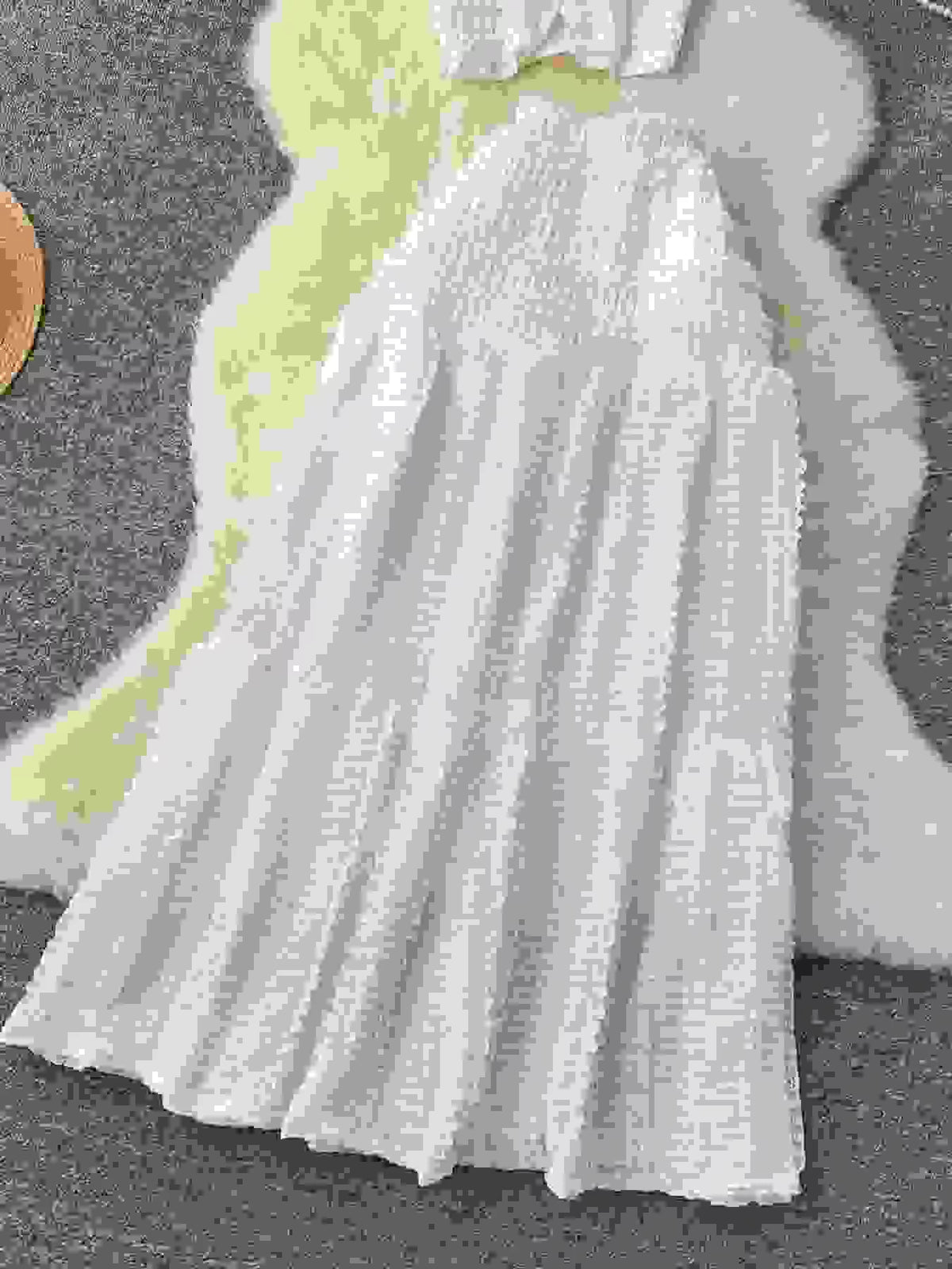 Textured Crop Top and Tiered Skirt Set, view 14