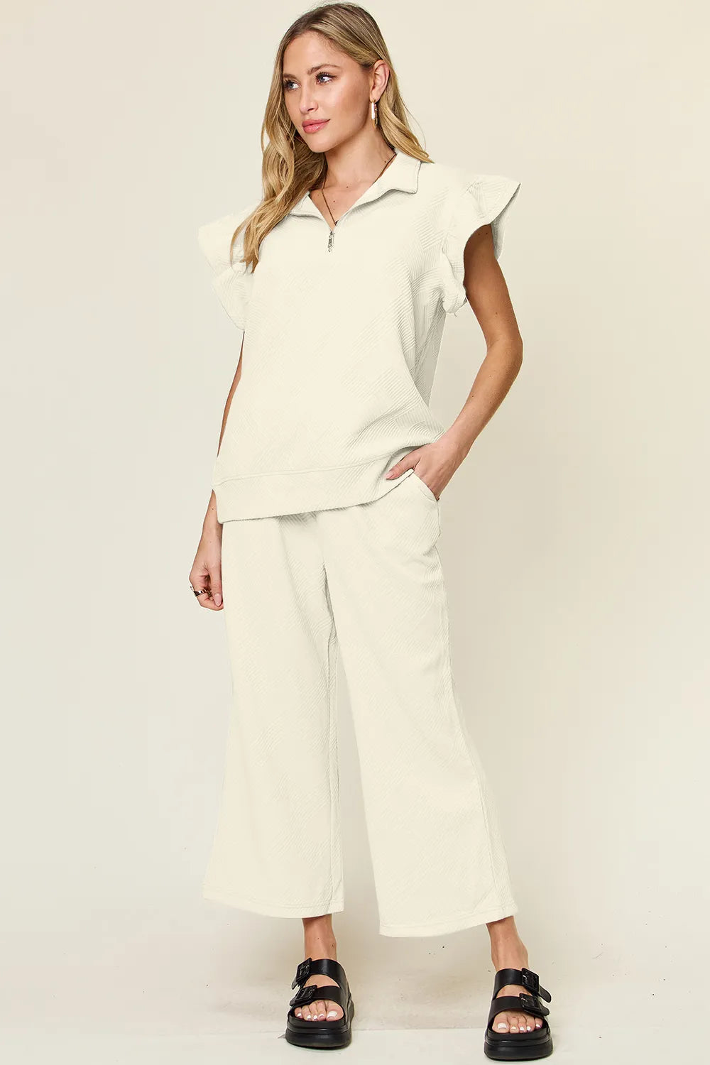 Back view of the ruffle top outfit set