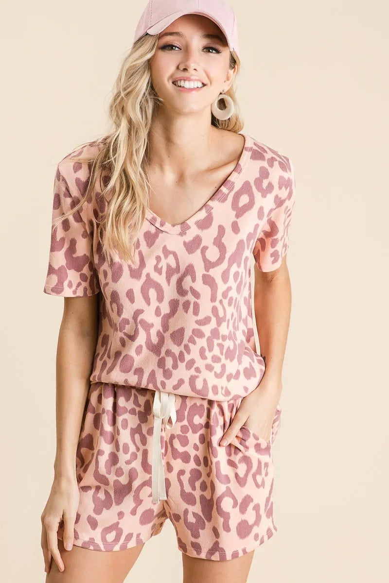 BiBi Leopard Shorts with Twill Tape Drawstring - Fashorio