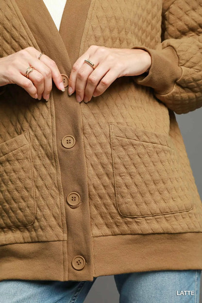 Umgee Button-Up Jacquard Cardigan - Fashorio