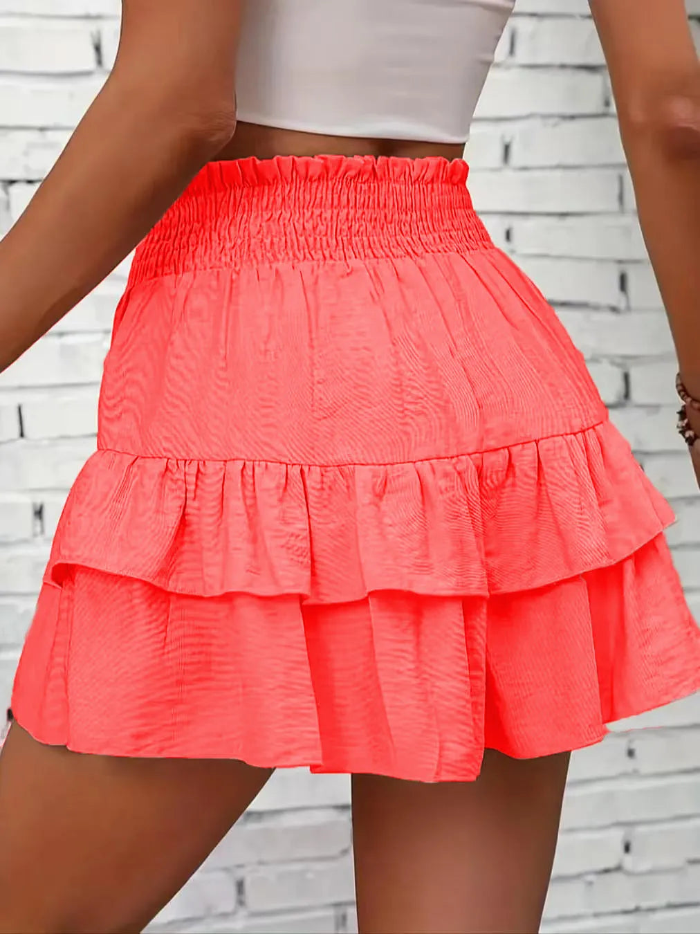 Ruffle Layered High Waist Casual Skort - Fashorio