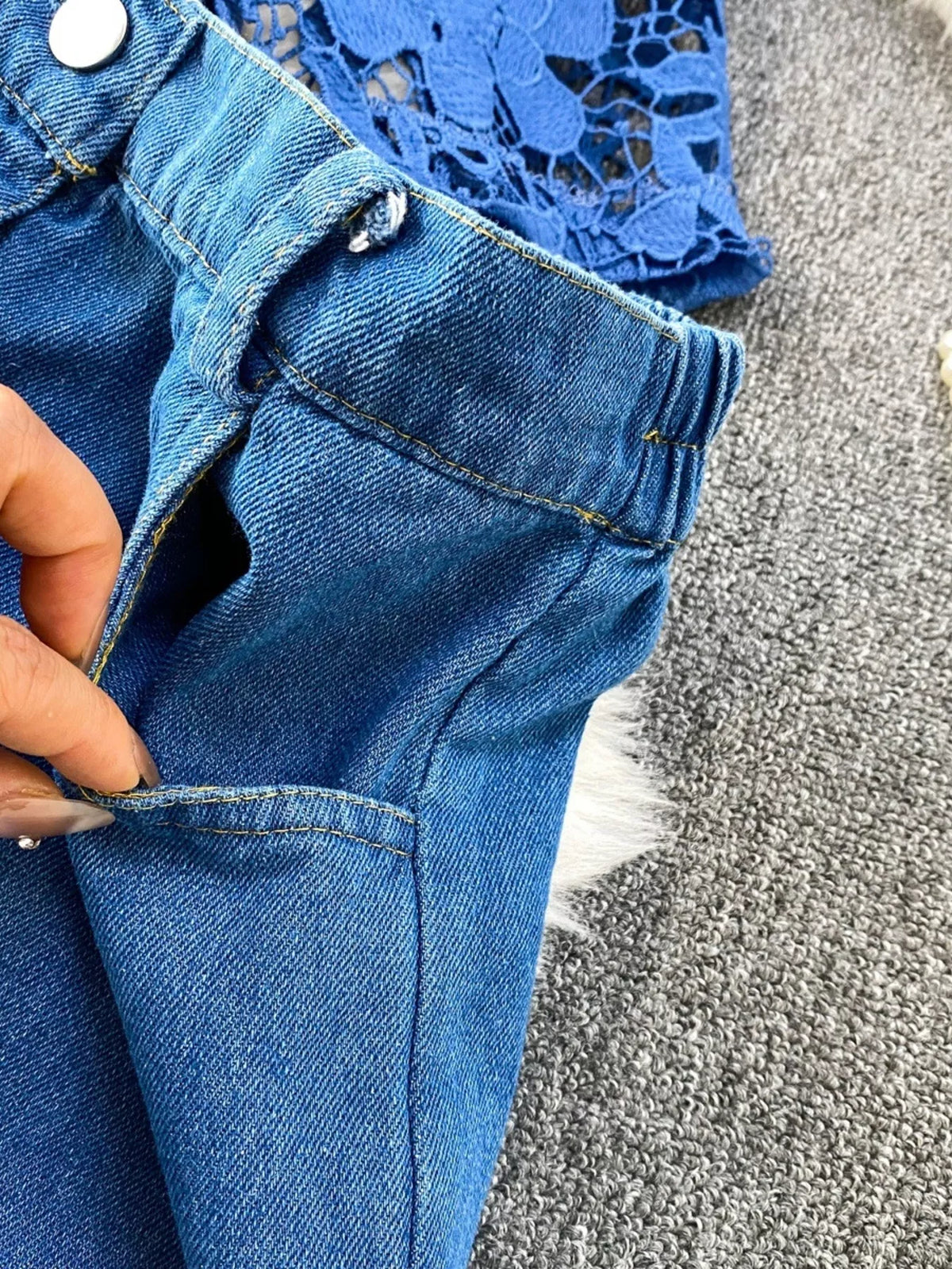Coordinated shacket set outfit detail