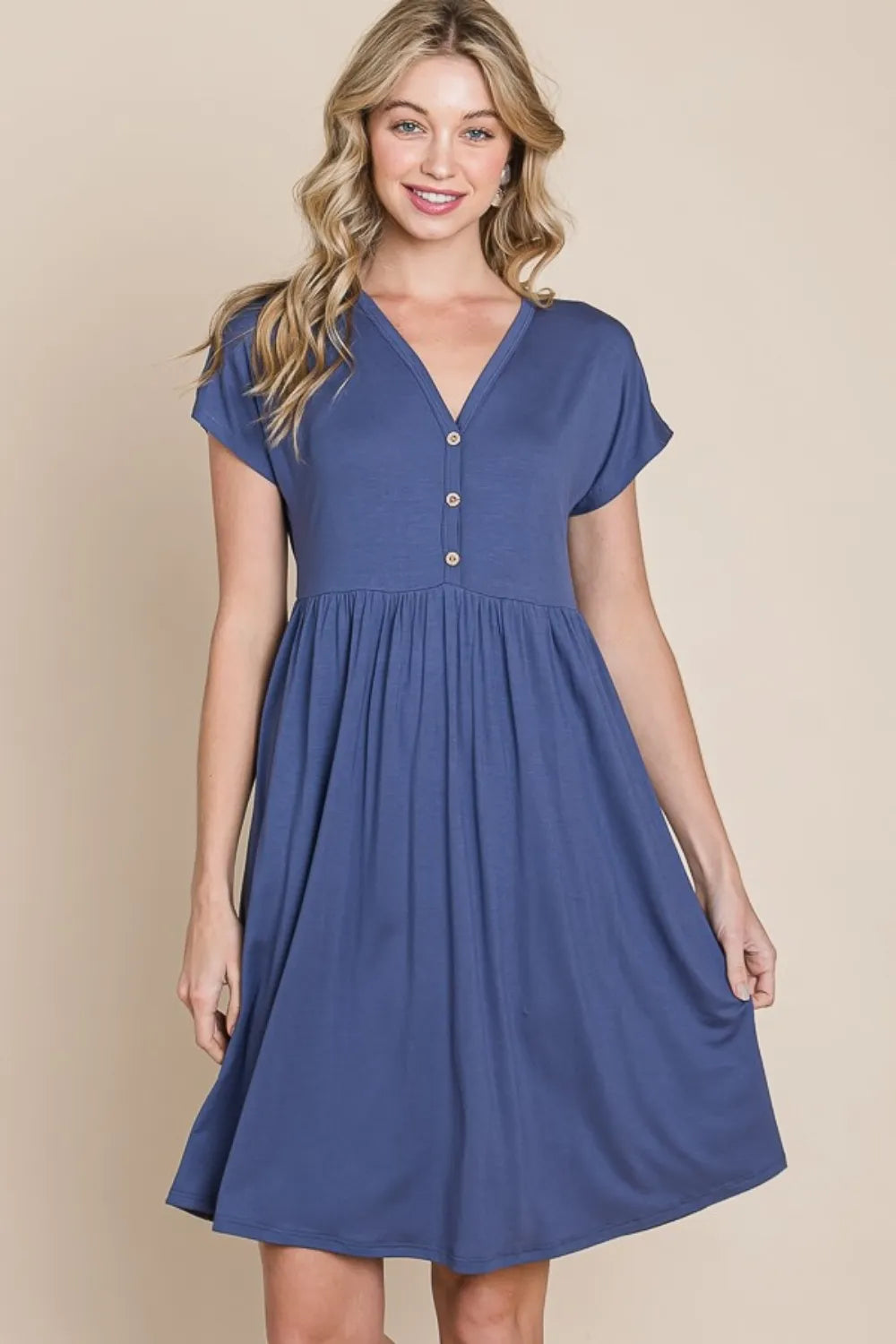 V Neck Short Sleeve Dress side view
