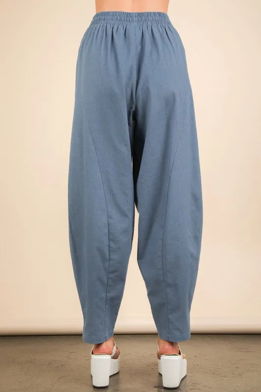 VERY J Solid Barrel Comfy Woven Pants - Fashorio