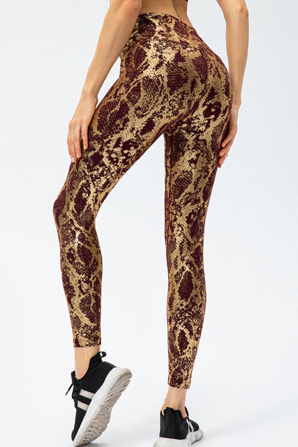 animal print slim fit sports pants back view