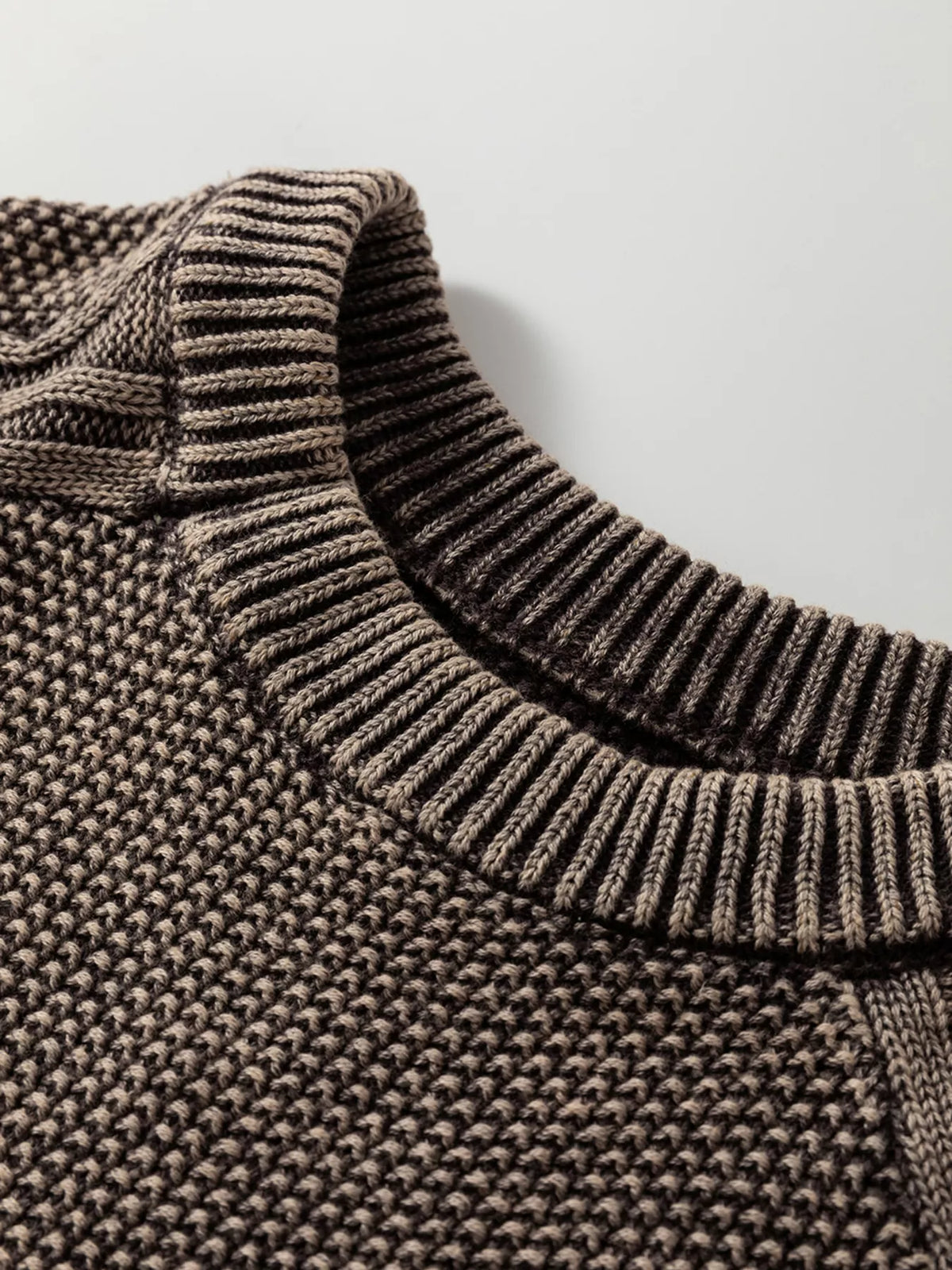 contrast cable knit sleeve sweater brown relaxed fit view
