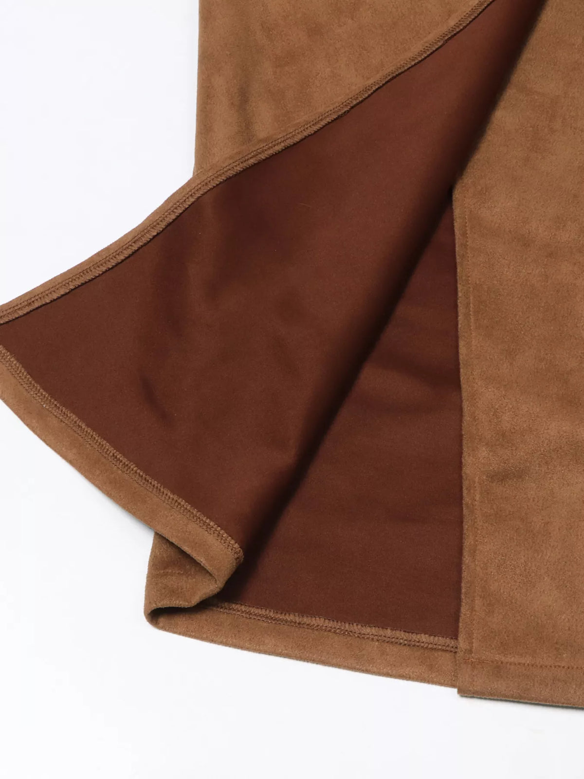 brown wrap midi skirt detail