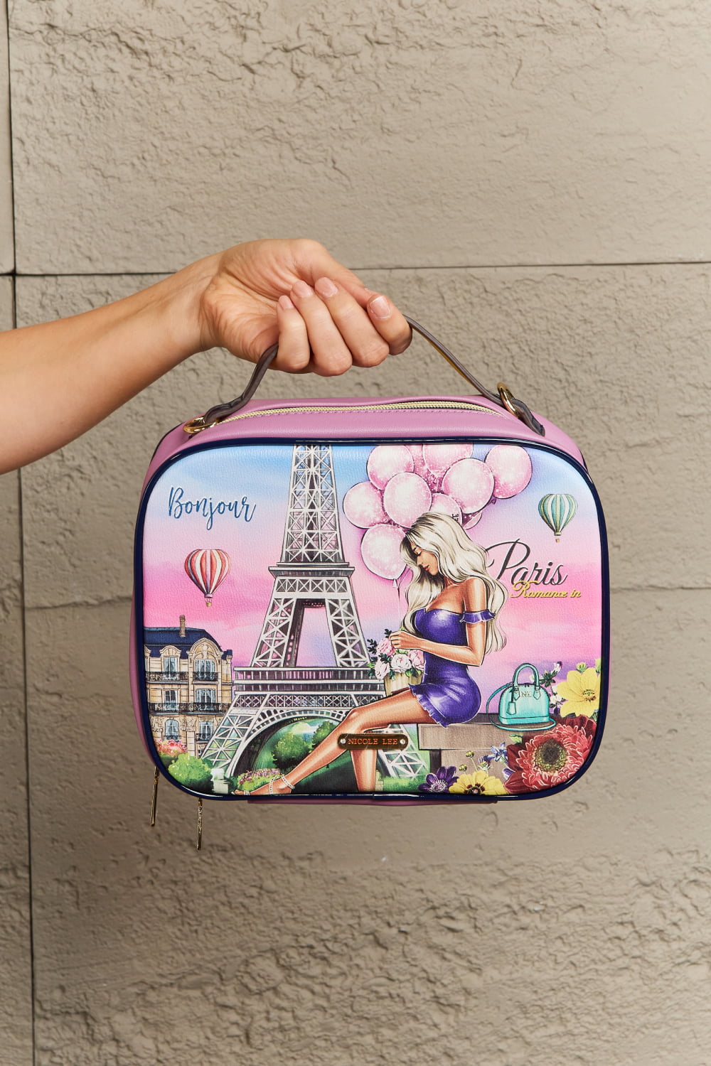 Nicole Lee USA Printed Handbag with Three Pouches - Fashorio