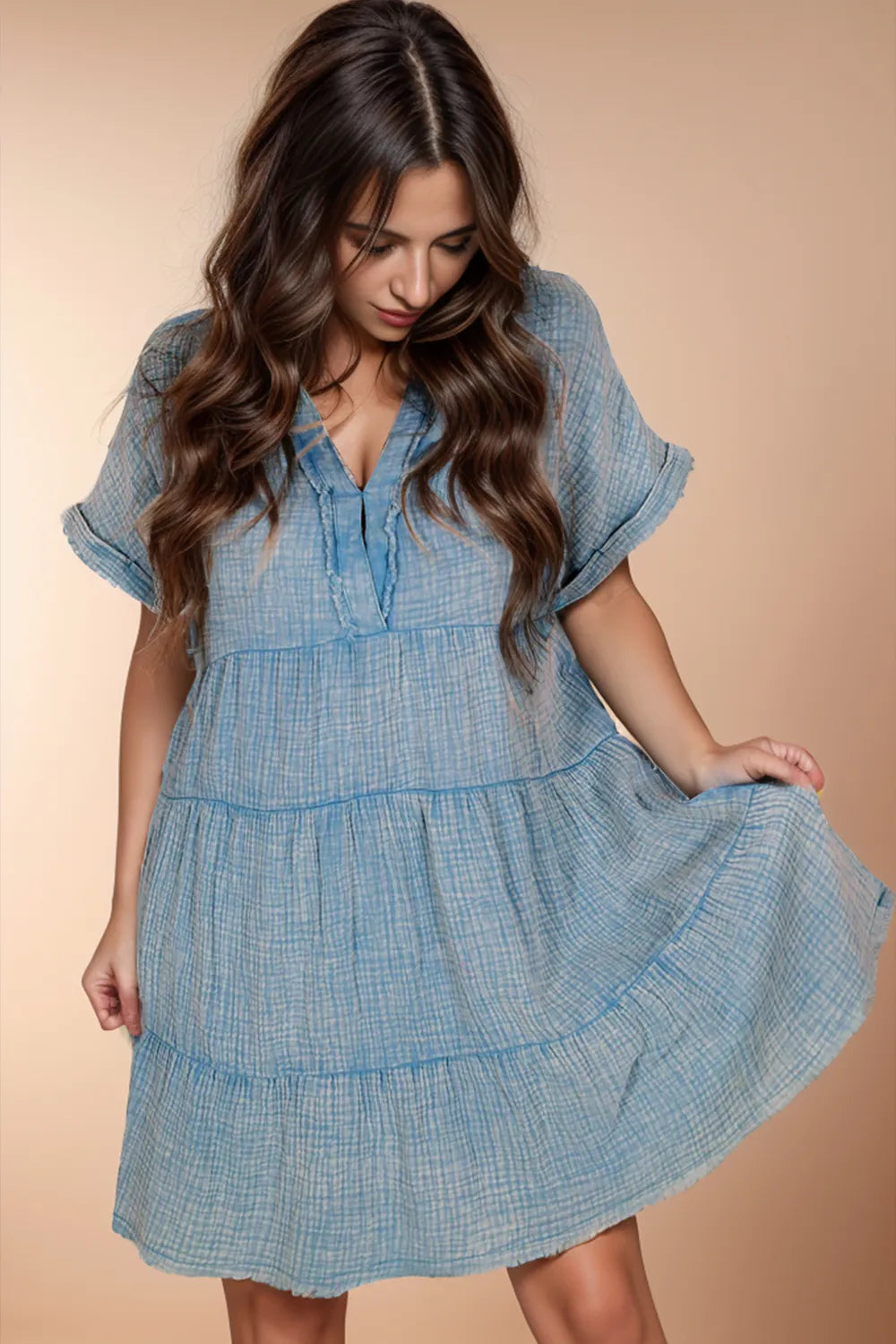 Tiered cotton dress side profile
