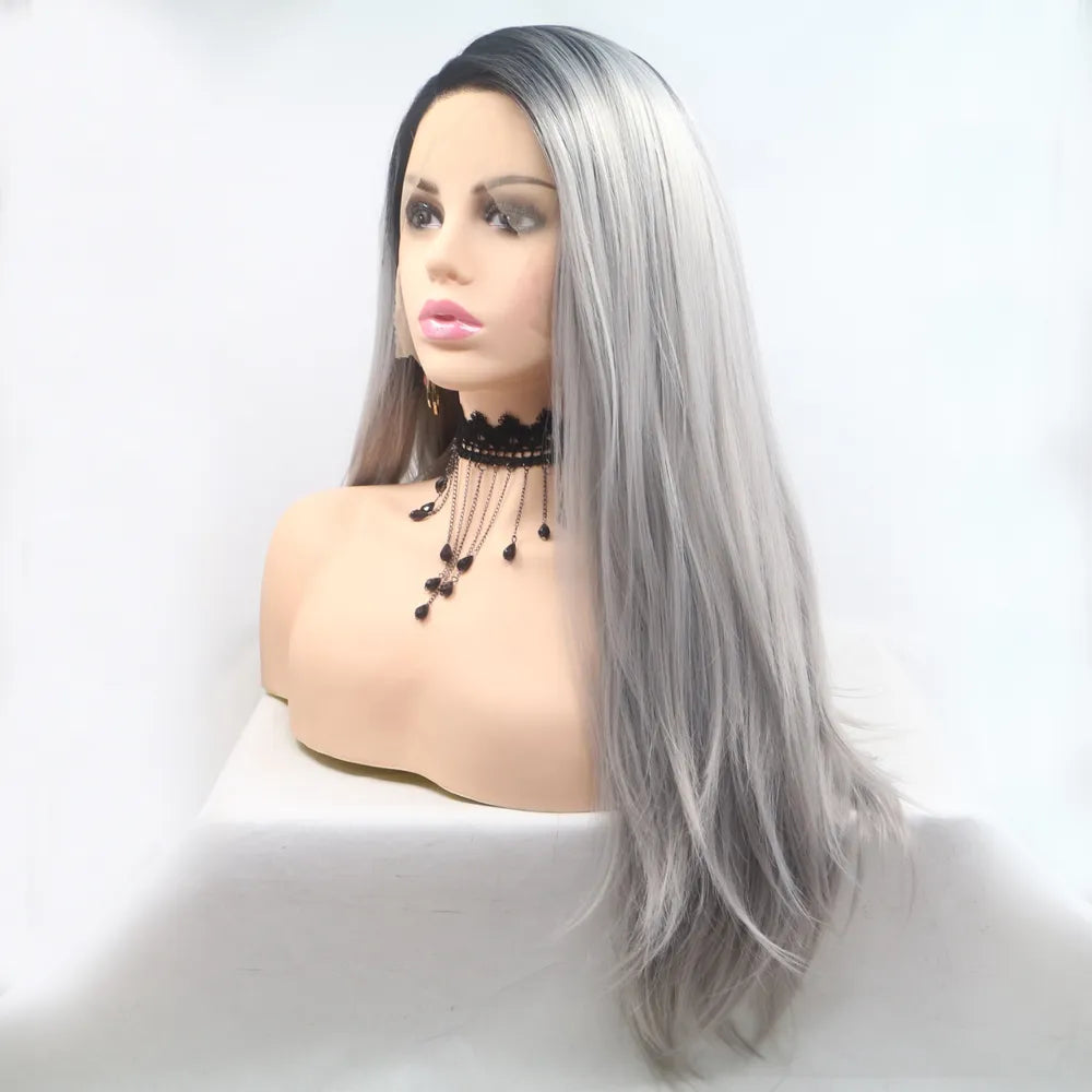 Black and grey wig color blend detail