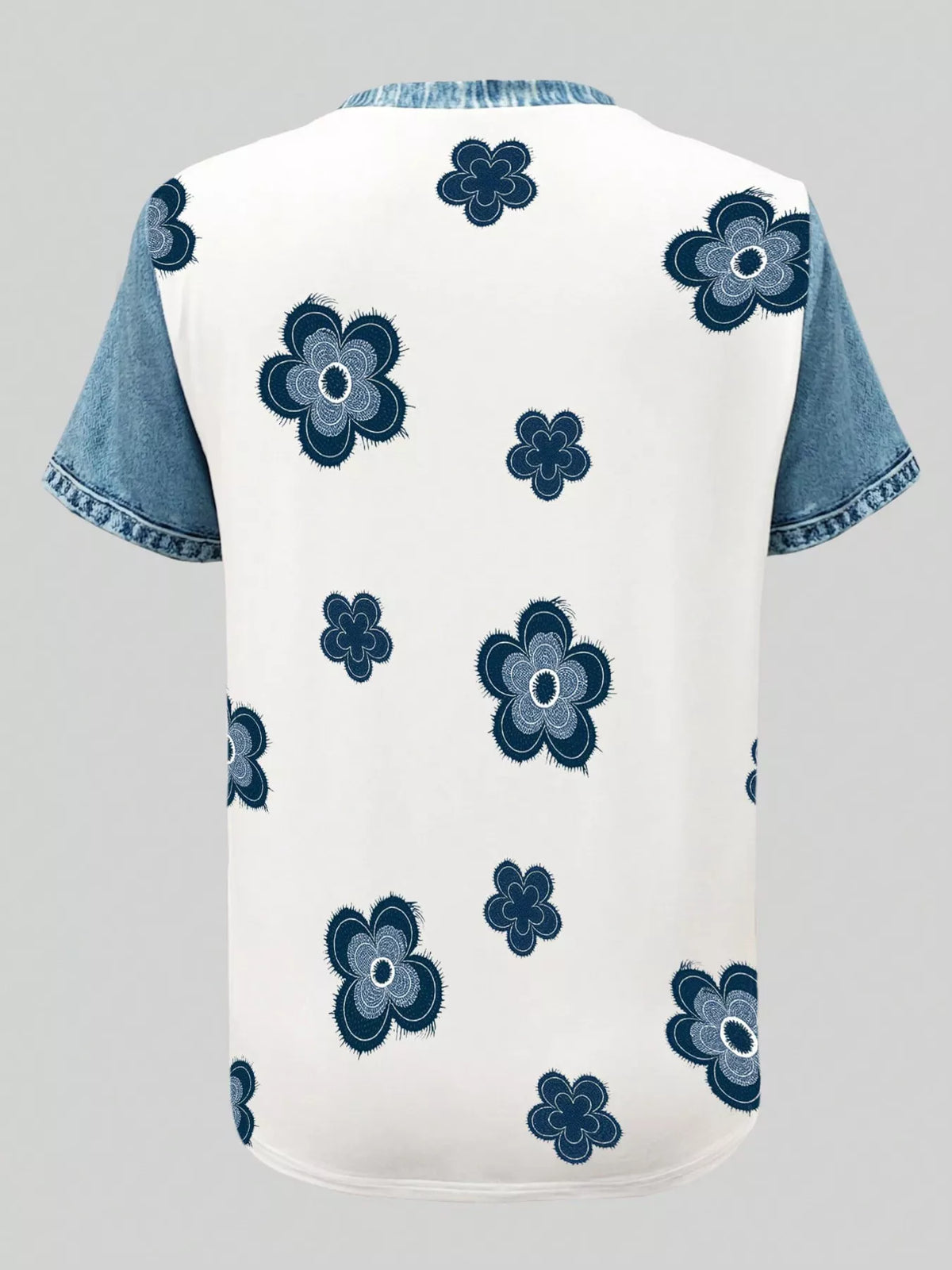 Side view of the short sleeve blouse showing the body