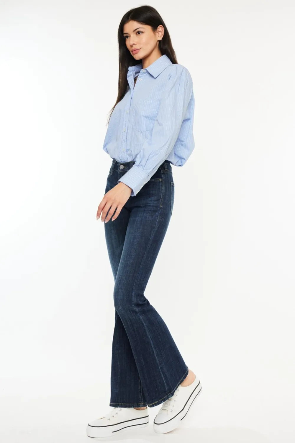 Kancan Full Size Mid Rise Flare Jeans - Fashorio