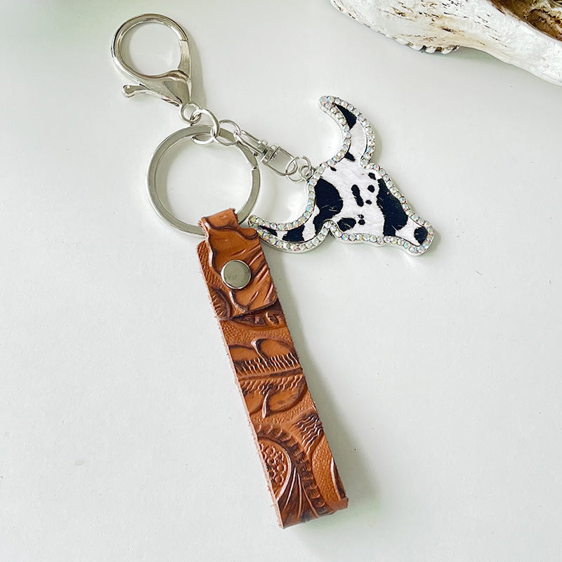 Rhinestone Bull Keychain Style F One Size - Fashorio
