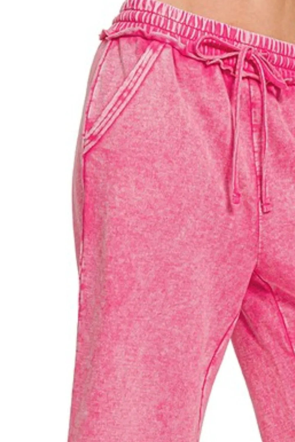 Zenana Washed French Terry Palazzo With Pockets - Fashorio