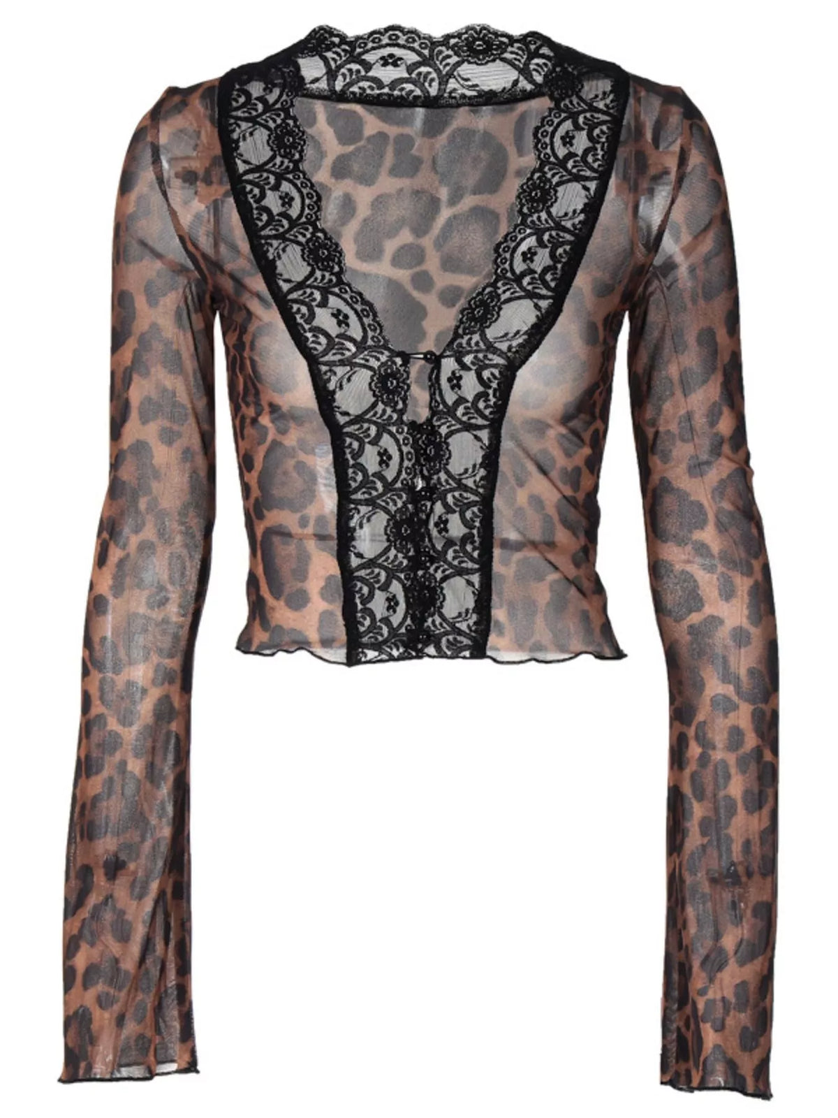 Back view of the leopard print long sleeve top