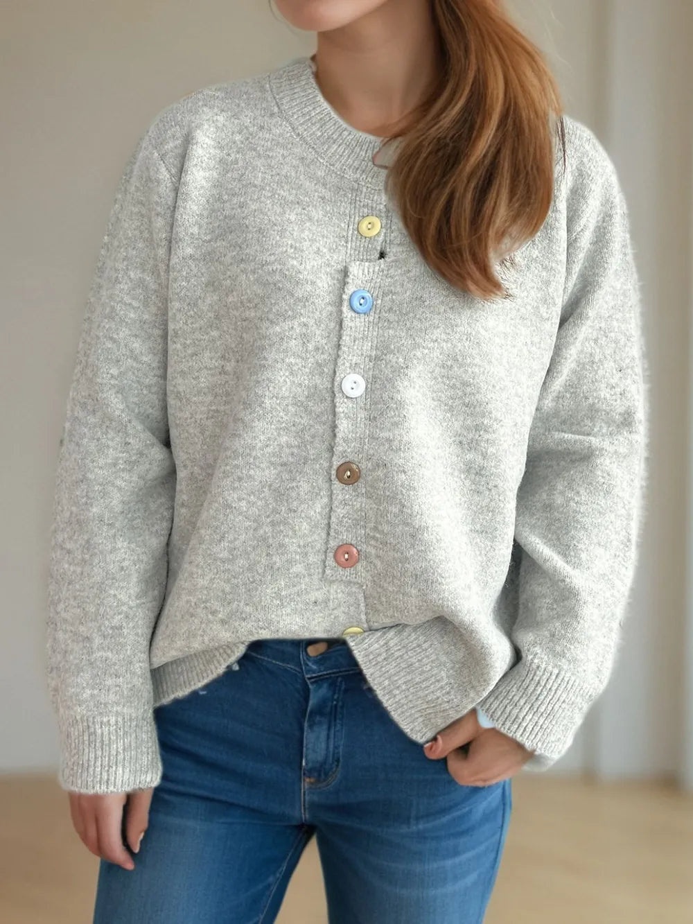 Button Down Long Sleeve Cardigan - Fashorio