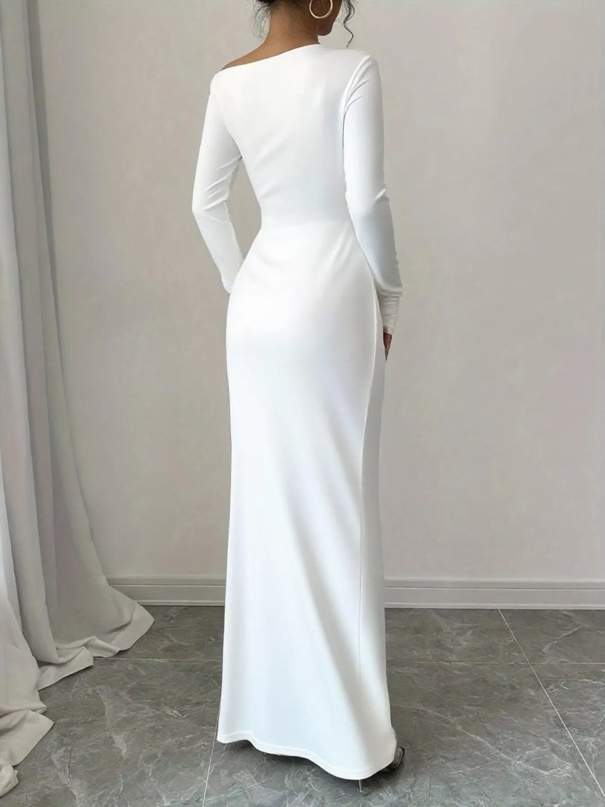 Full length floral one shoulder dress