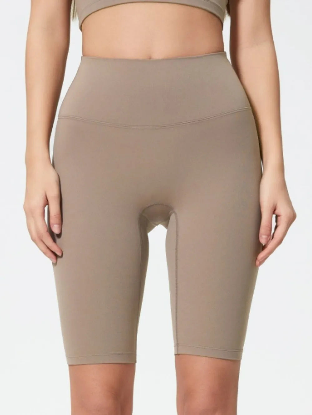 high rise wide waistband active shorts detail view 20