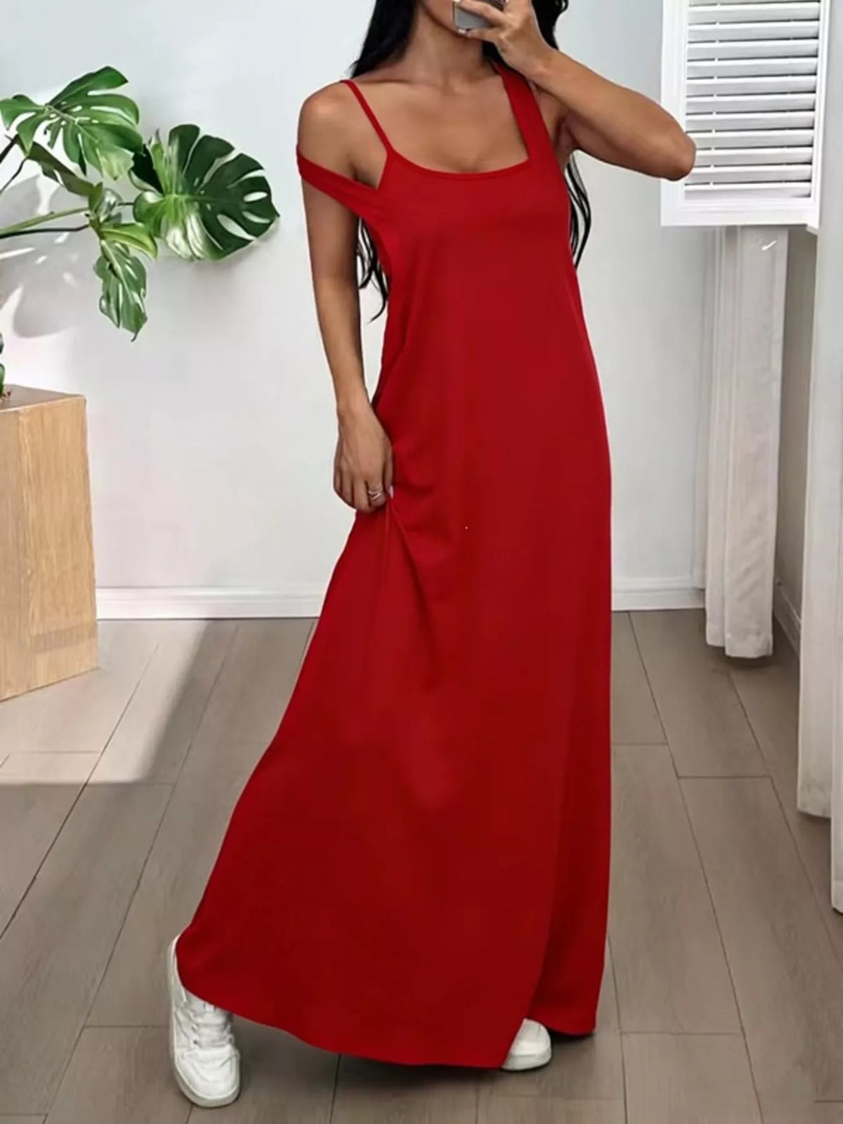 Scoop Neck Cami and Maxi Dress Two Piece Set, view 17
