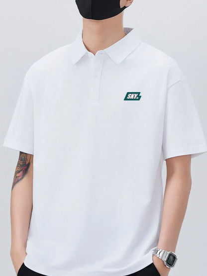 Men's Plus Size Button Detail Short Sleeve Polo White - Fashorio