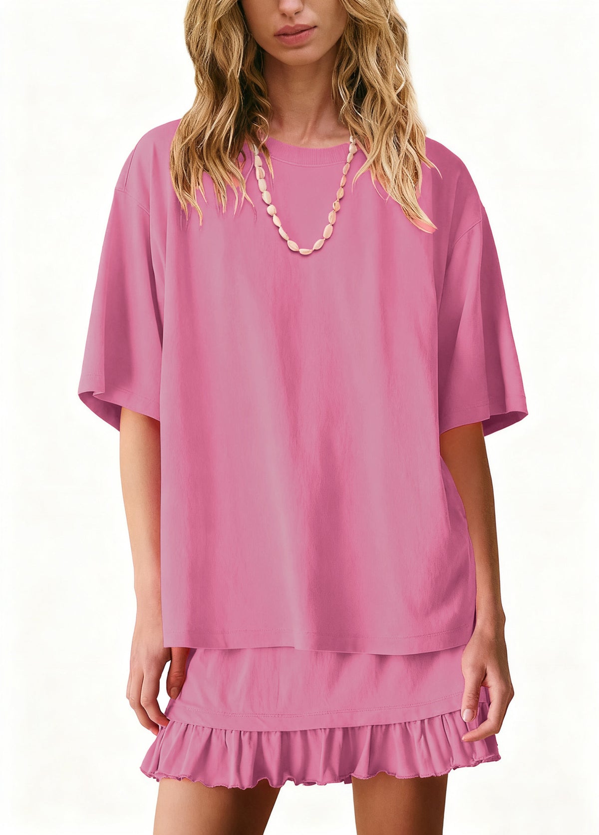 Half sleeve tee and skirt set close up