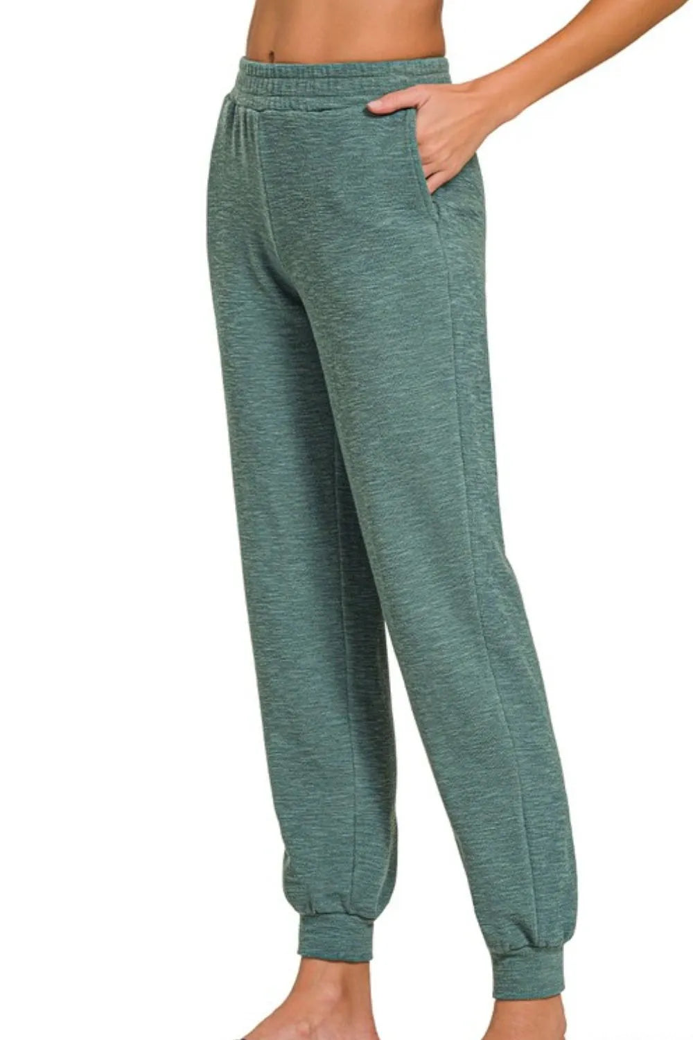 Zenana Cotton Slub Jogger Pants - Fashorio