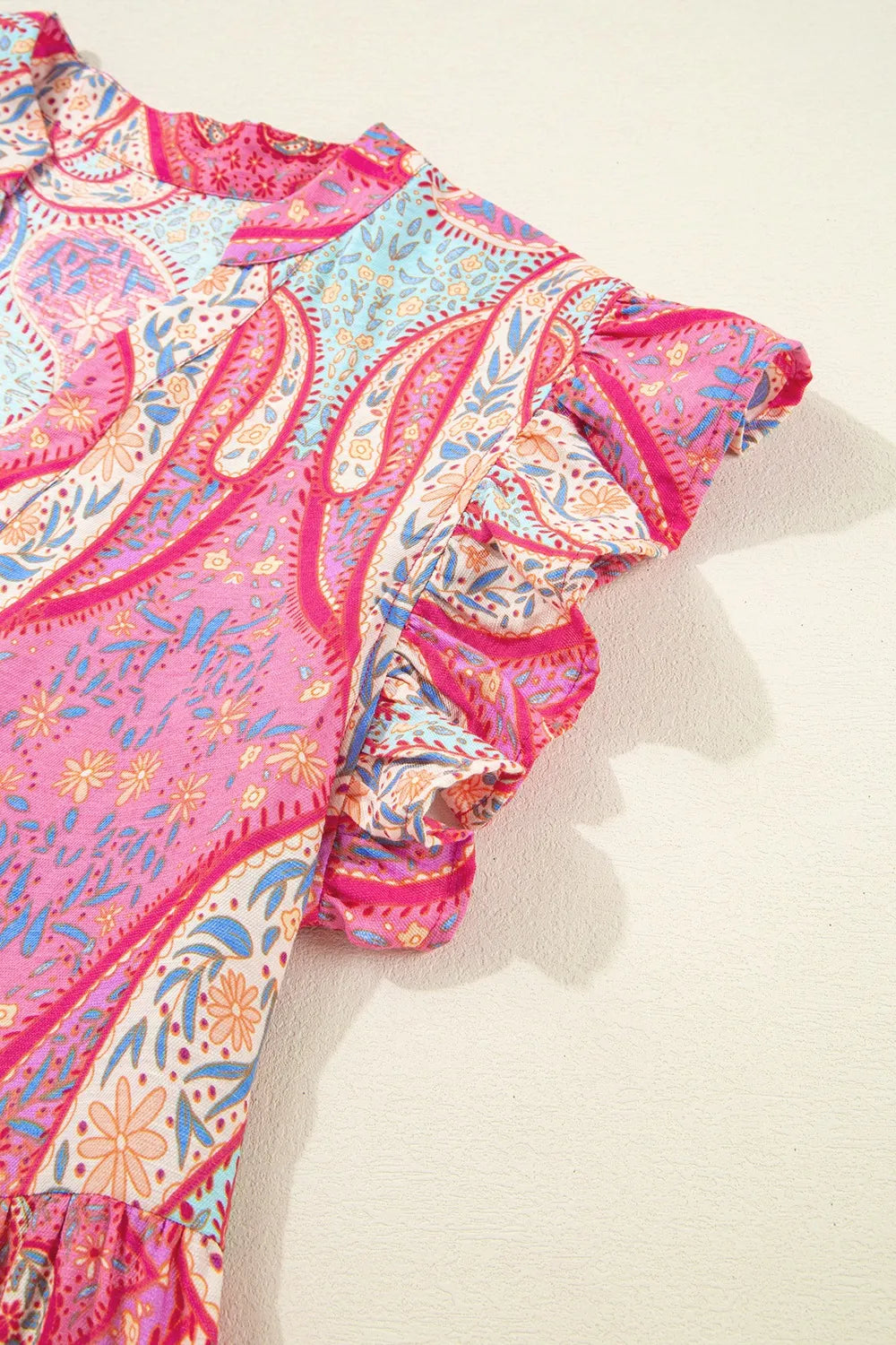 Paisley print midi dress styled look