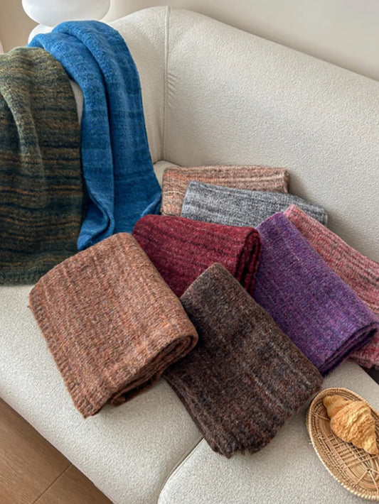 Striped Detail Knit Scarf - Fashorio
