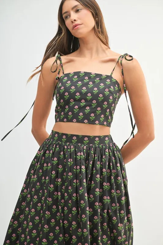 MABLE Floral Crop Top and Skirt Set - Fashorio