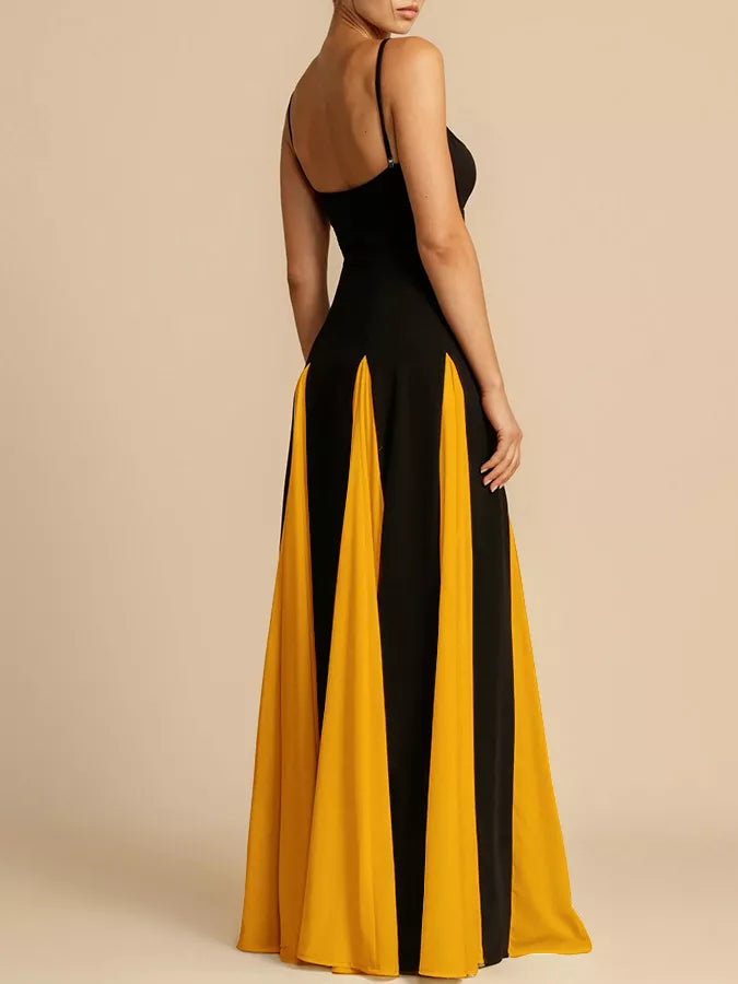 two tone flowing maxi dress sleeve detail