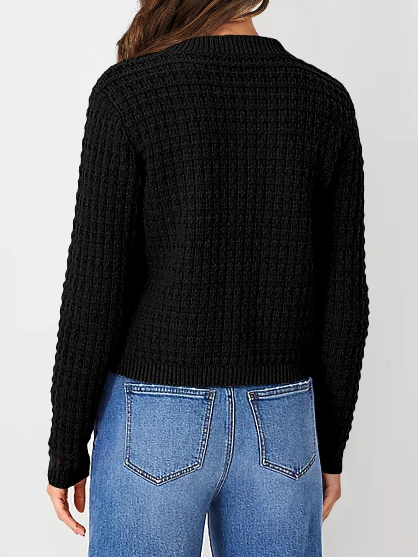 Textured Knit Button-Front Cardigan - Fashorio