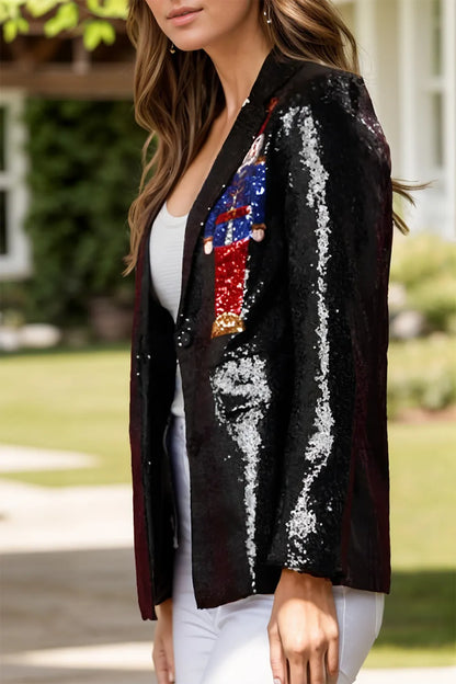 Sequin Nutcracker Long Sleeve Blazer - Fashorio