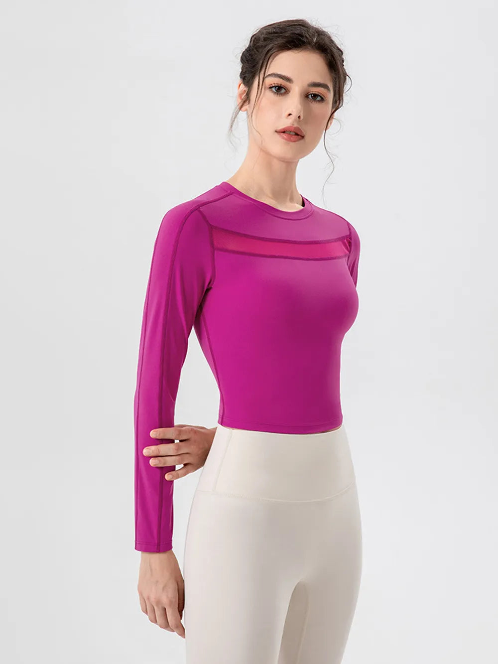 round neck long sleeve active tee detail view 12