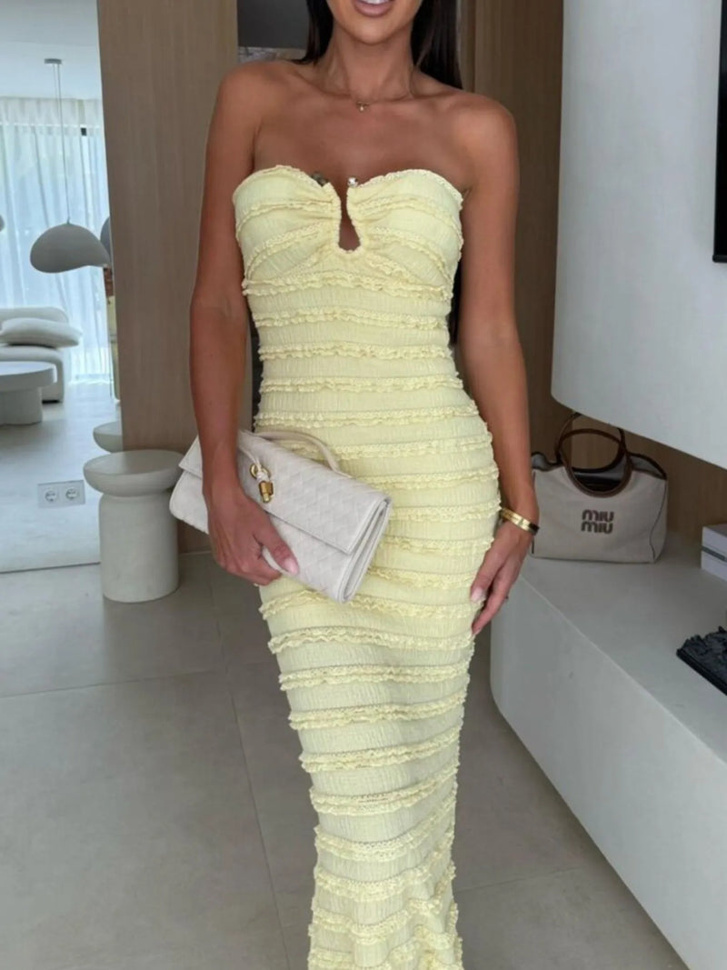 sweetheart neck tube maxi dress front view