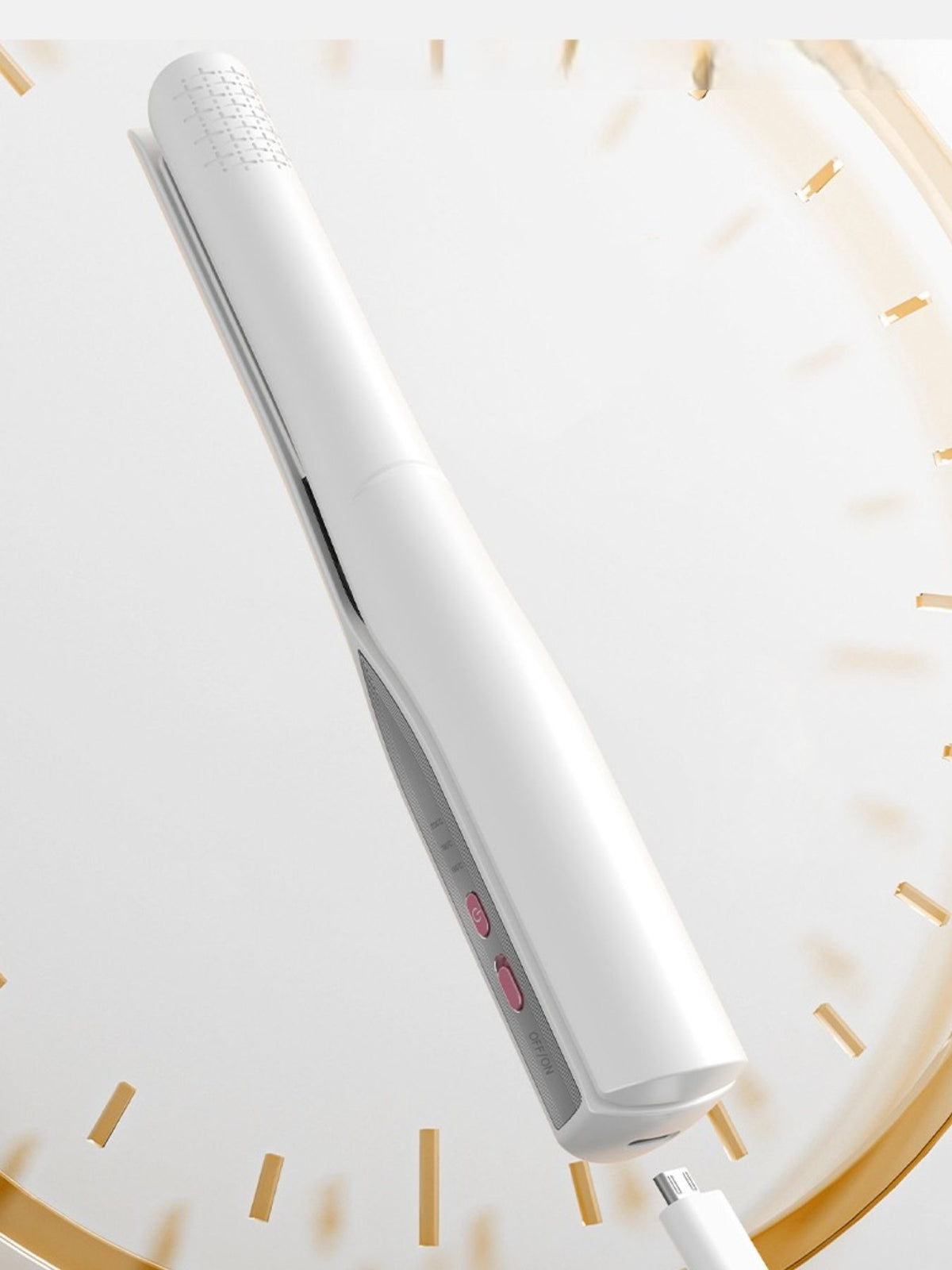 Straightener smoothing a hair section