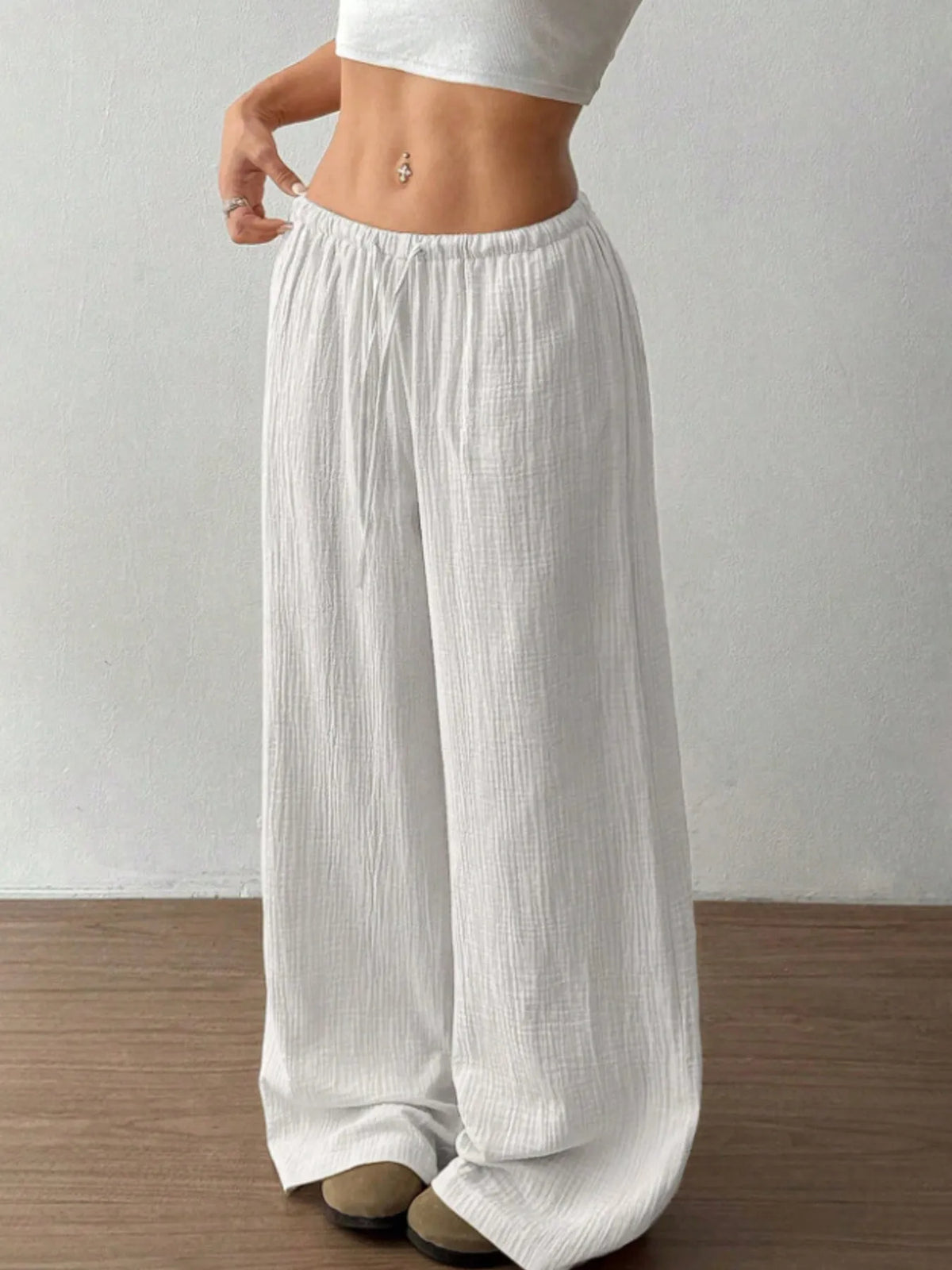Wide Leg Casual Pants with Stretch, view 23