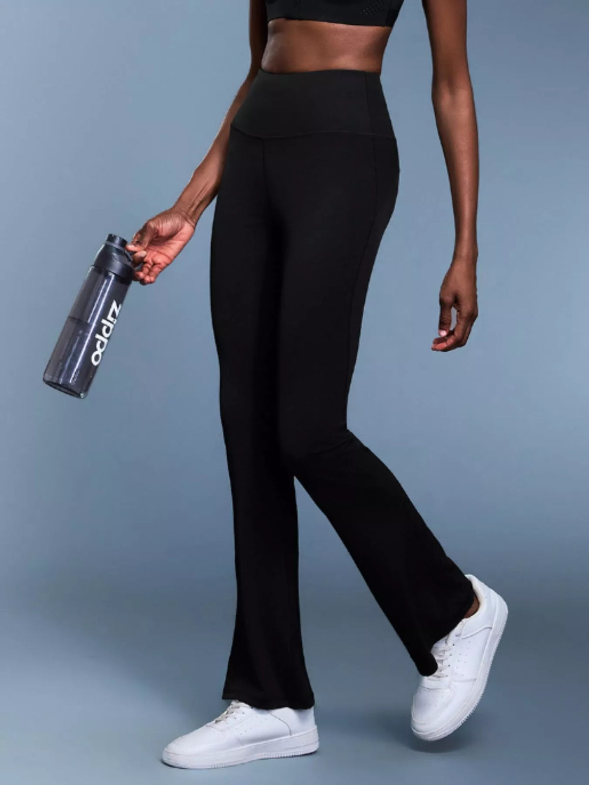 Detail of flared hem on active pants
