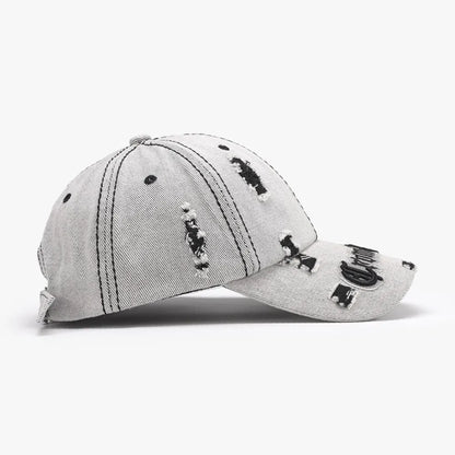 Distressed Letter Embroidered Baseball Cap - Fashorio