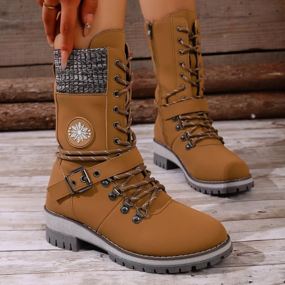 Lace up combat ankle boots upper detail