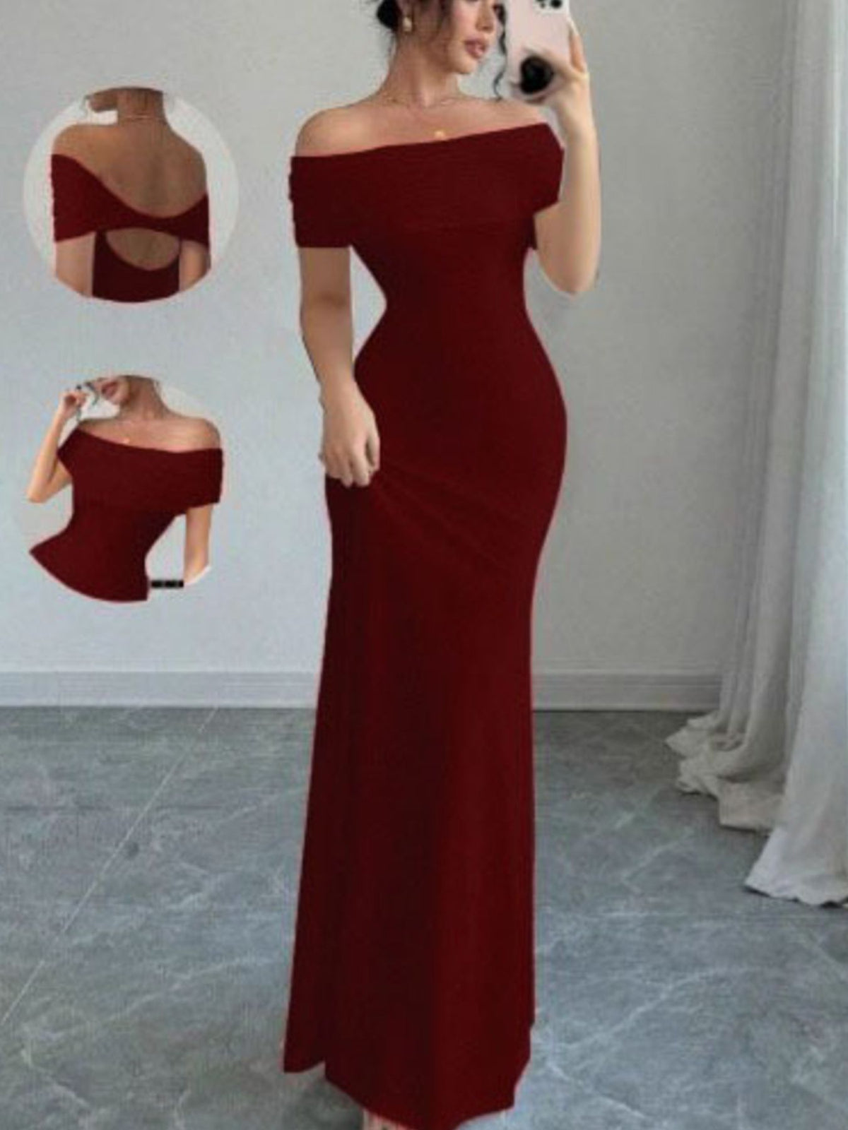 Off Shoulder Bodycon Maxi Dress detail view