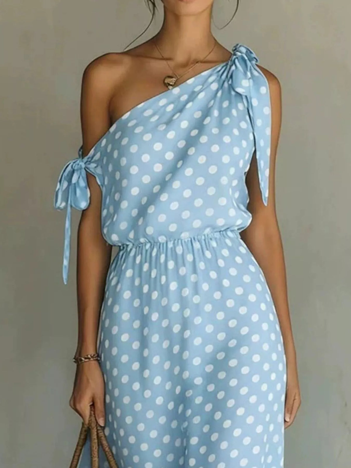 Polka dot maxi dress side view