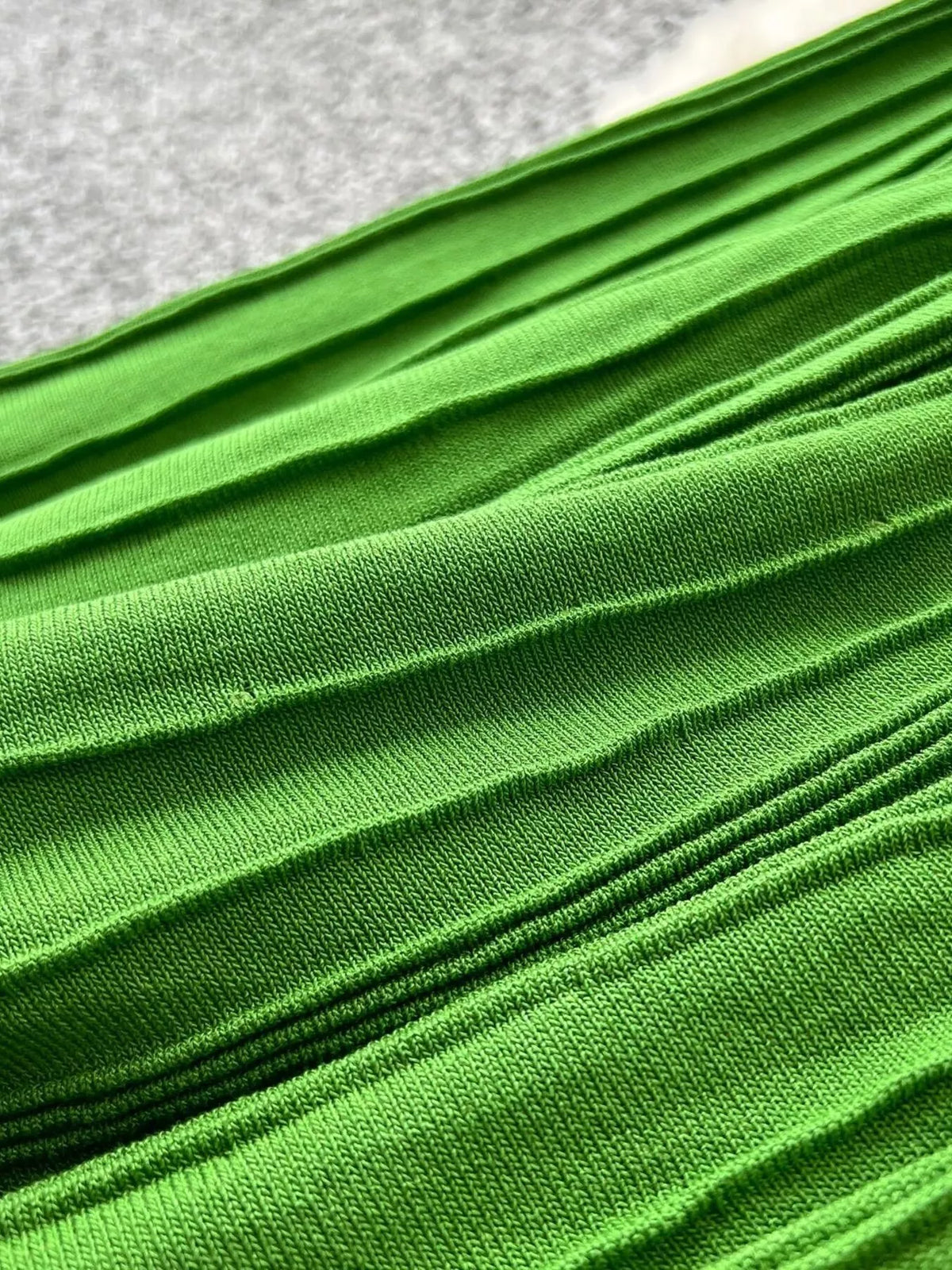 Green knit dress neckline detail