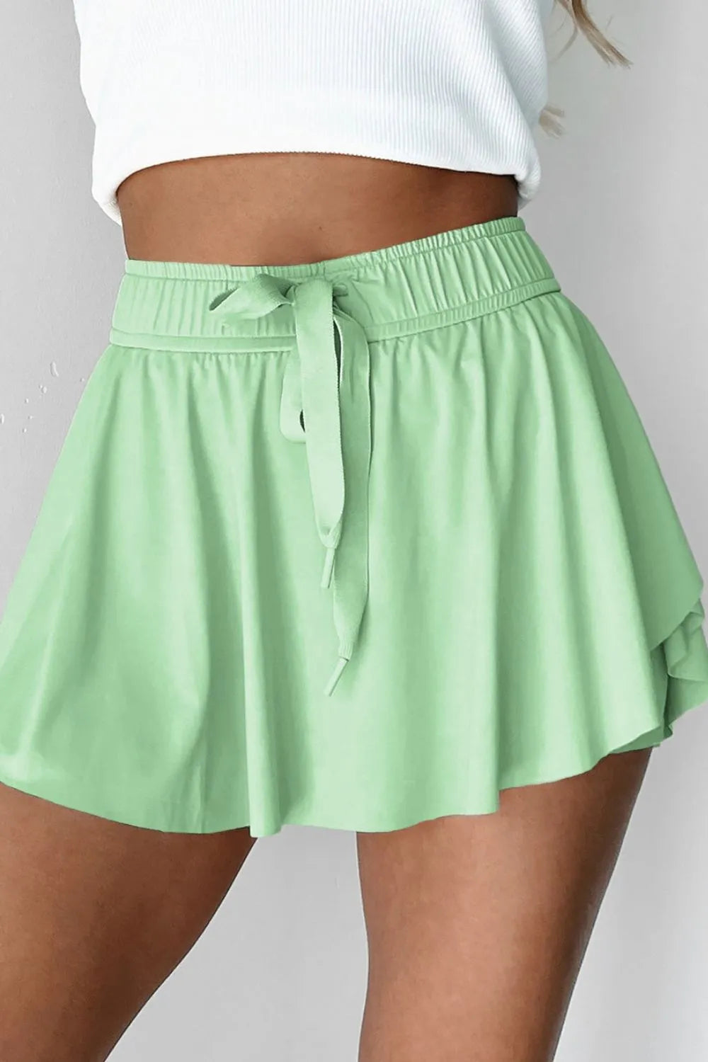 Drawstring active skort styled outfit view