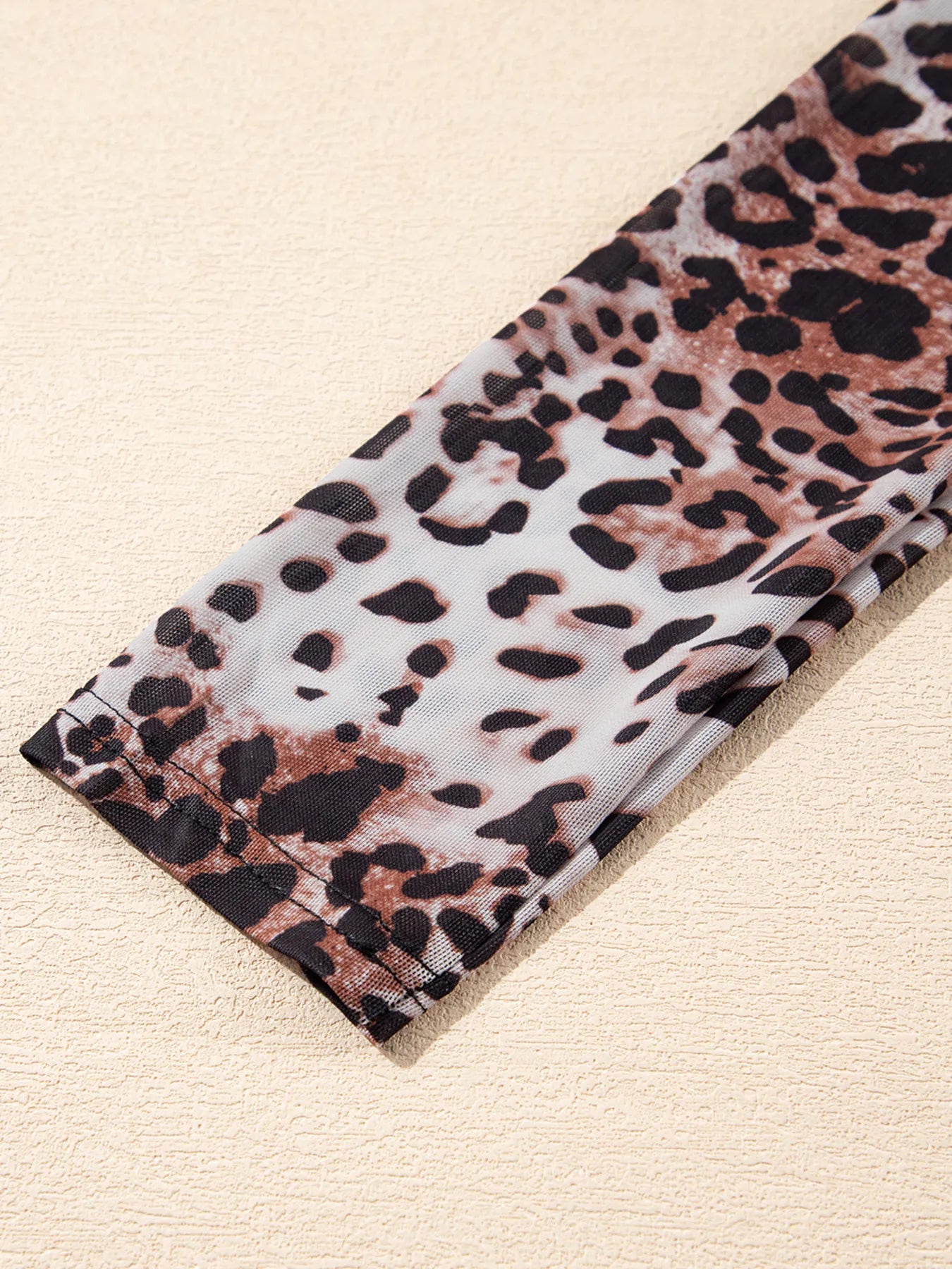 Leopard Print Long Sleeve Mock Neck Bodysuit - Fashorio