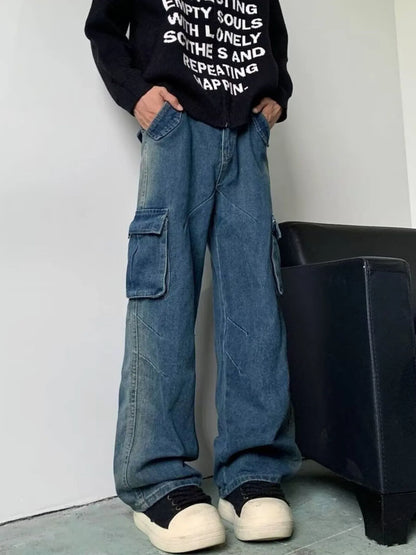 Men's Full Size Cargo Wide Leg Baggy Jeans Plus Size - Fashorio