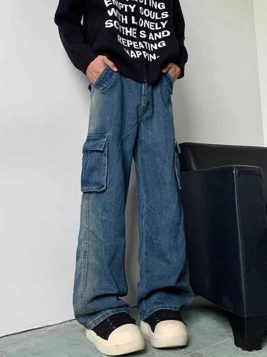 Men's Full Size Cargo Wide Leg Baggy Jeans Plus Size - Fashorio