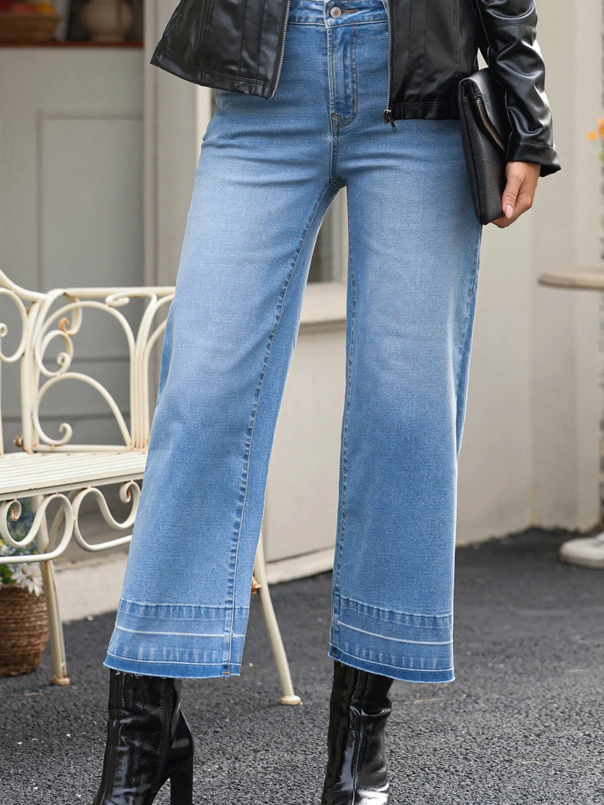 Pocket detail on washed jeans