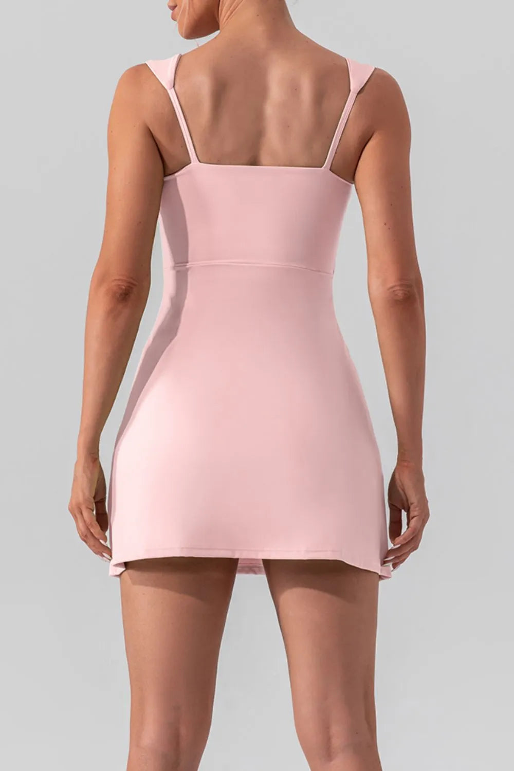 Square Neck Sleeveless Slit Mini Active Dress view 9